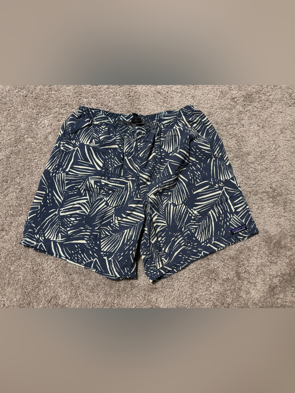 Patagonia Baggies Shorts Mens Large Lined Blue Floral Tropical #58034